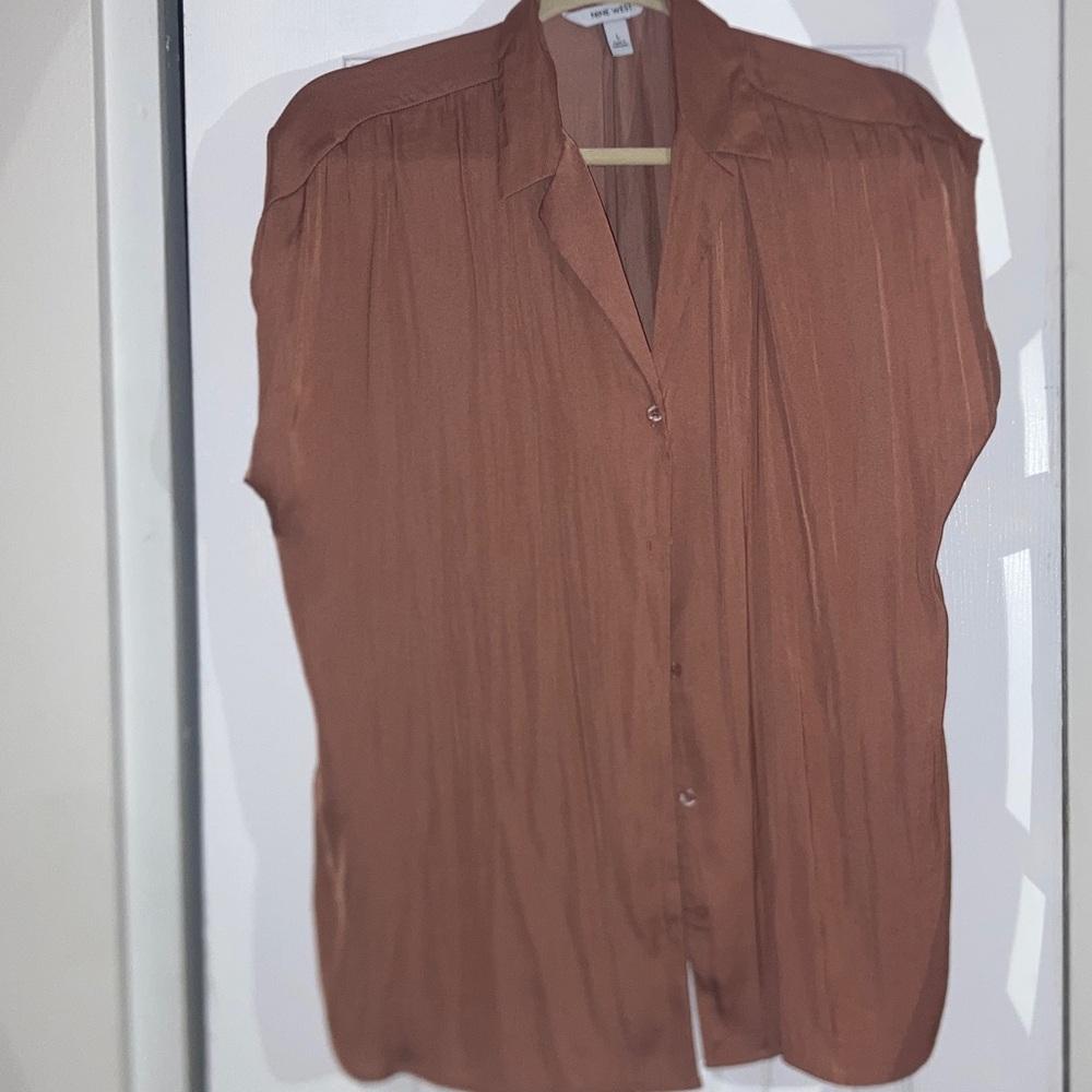 Nine West Rust Button-Down Shirt